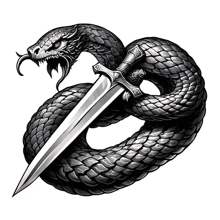 Viking Sword And Snake Intertwined