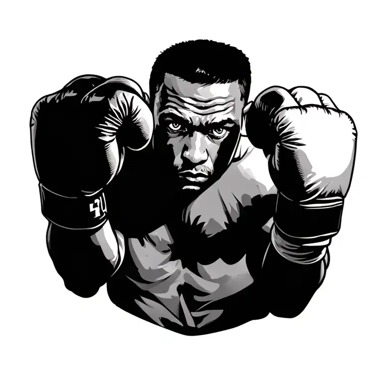 Boxer With Gloves Facing Front White Eyes