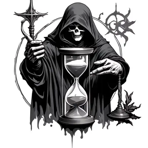 Grim Reaper Holding Hourglass