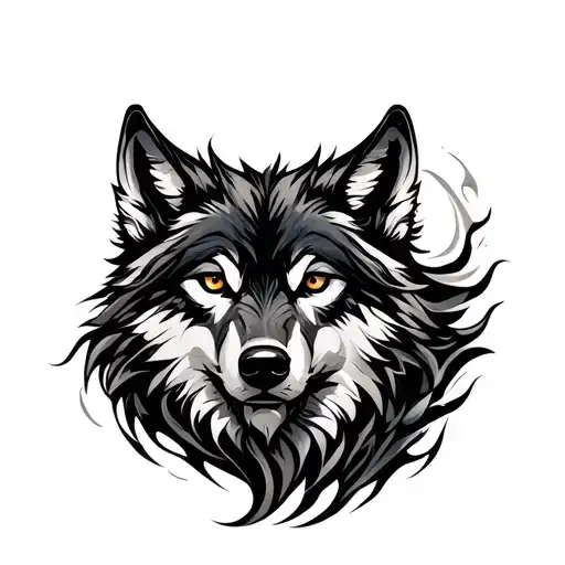 Coiled Lone Wolf Abstract Design