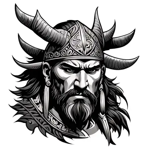 Maori Moko Design Mixed With Viking Warrior