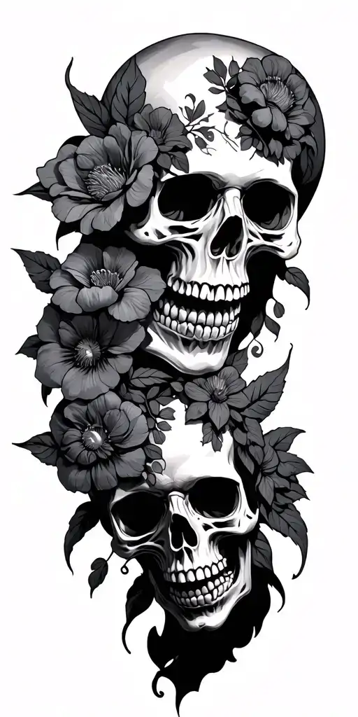 Evil Style Skullls And Dead Flowers