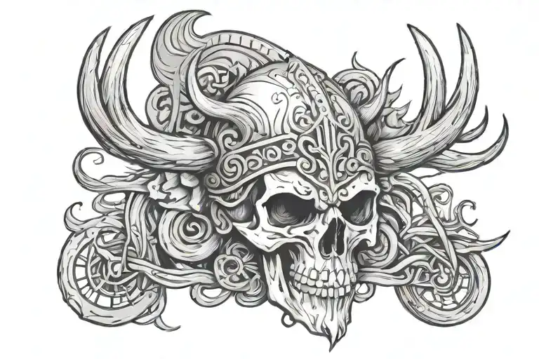 Viking Skull With Deer Antlers