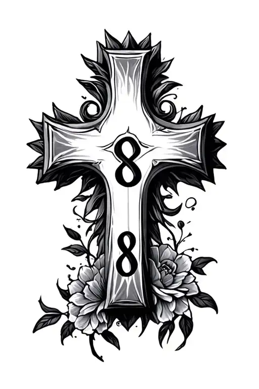 Christian Cross And Number 8