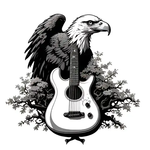 Guitar Eagle And Tree Intertwined