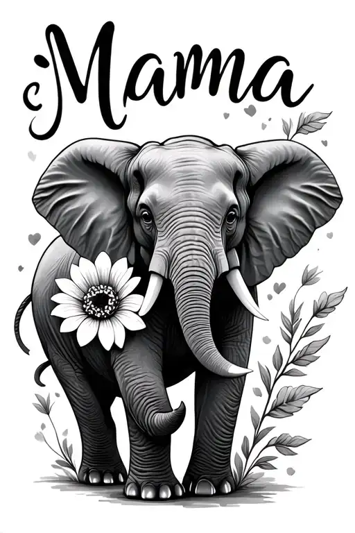 Elephant With Flower Saying Mama