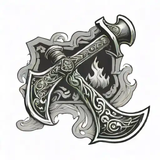 Fire Axe With Black And Green Fire