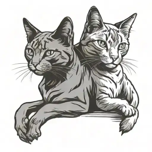 Grey Cat And Black Cat