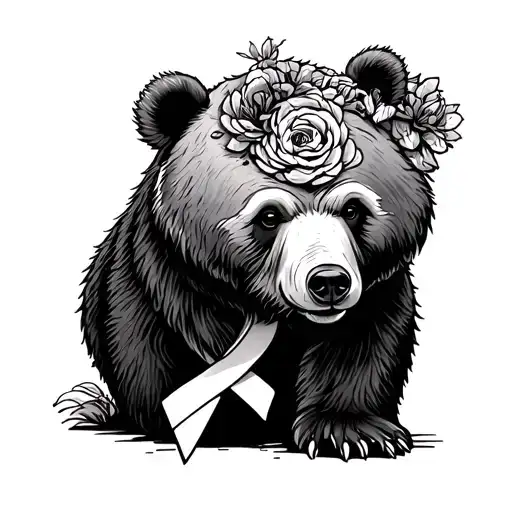 Poar Bear And Alzheimer Ribbon