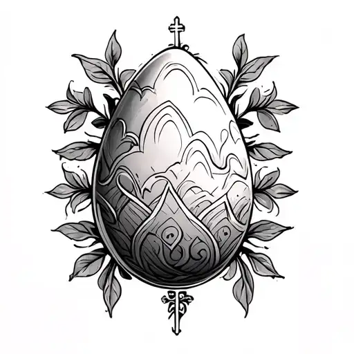 Christian Tattoo With Egg Motifs Combining