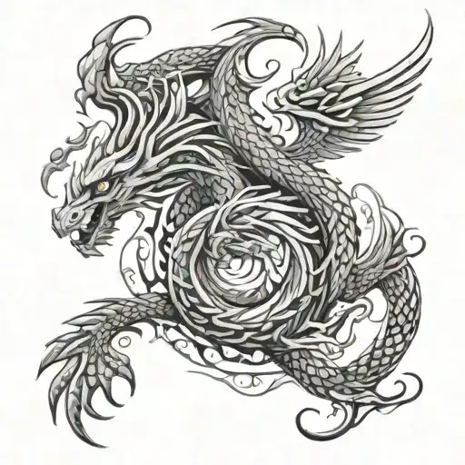 Phoenix And Dragon Intertwined