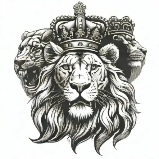 Three Lions Head With A Crown