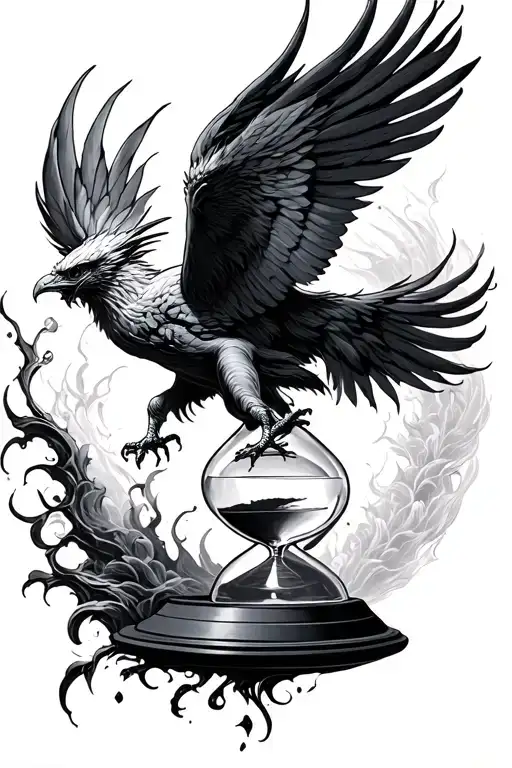 Phoenix Breaking Free From Hourglass