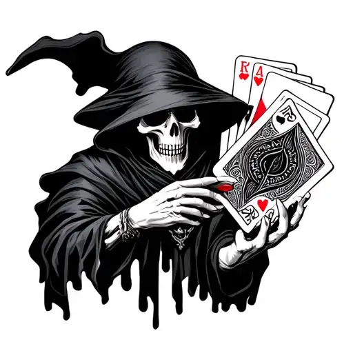 Grim Reaper Holding A Deck Of Cards