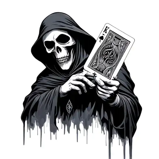 Realistic Grim Reaper Holding A Deck Of Cards