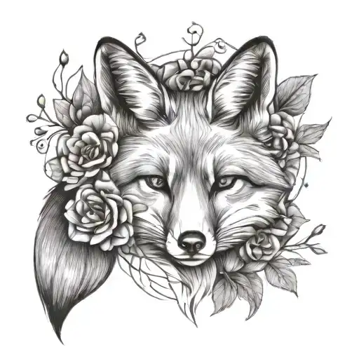 Fox With Flowers