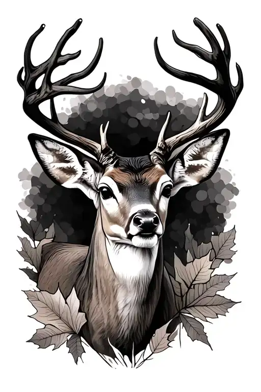 Deer And Fall Leaves