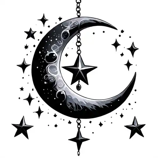 Aquarius Moon Stars Dangle