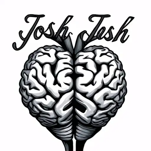 Half Heart Half Brain With Hidden Word Josh