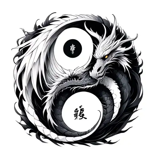 Phoneix And Dragon Yin And Yang