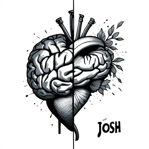 Half Brain Half Heart With Word Josh