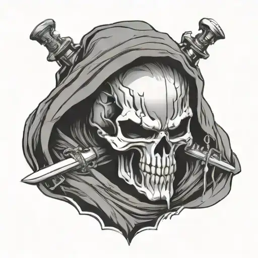 The Punisher Crossed With A Grim Reaper With A Backdrop