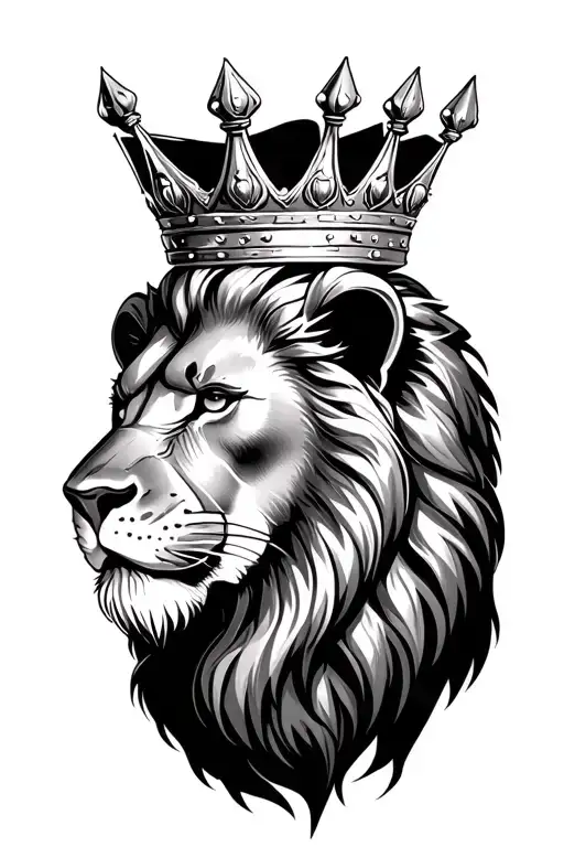 Lion Head Wearing A Crown