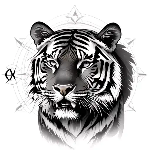 Tiger An Compass Rose
