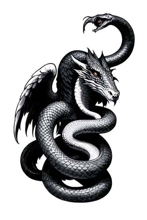 Snake Wrapping Angel Half Demon