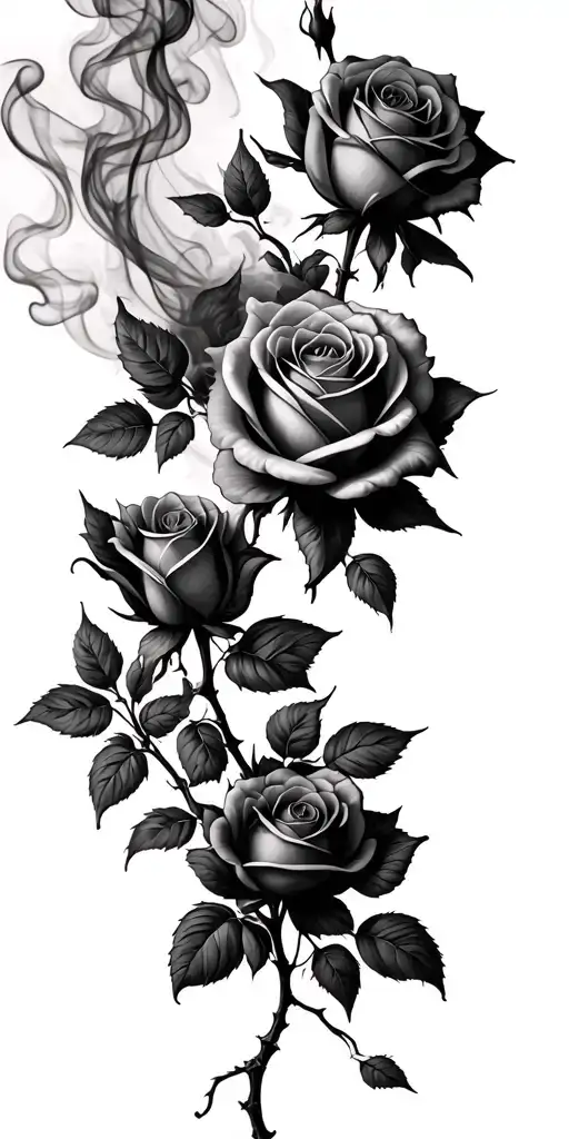 Roses Spread On Vine With Smoke In Background