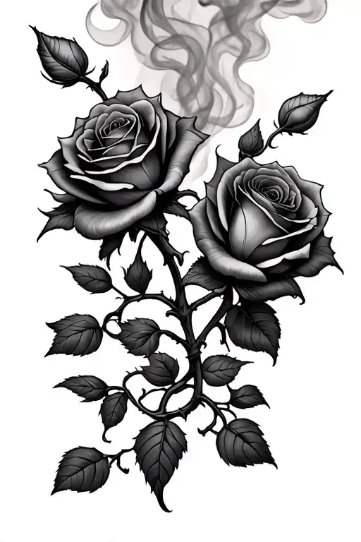 Roses Spread On Vine With Smoke In Background