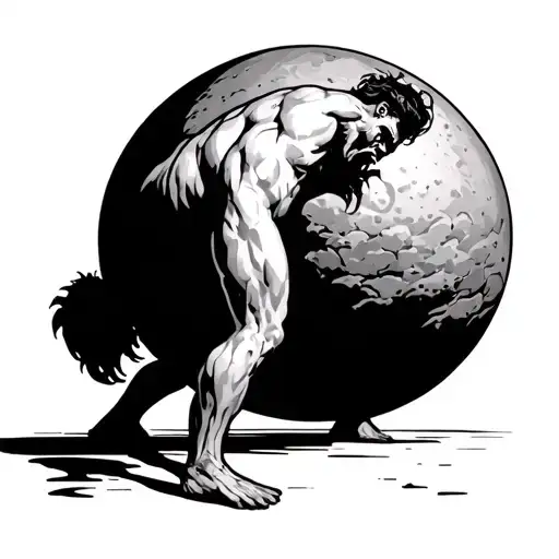 Gothic Style Sisyphus Rolling The Bolder Tatto