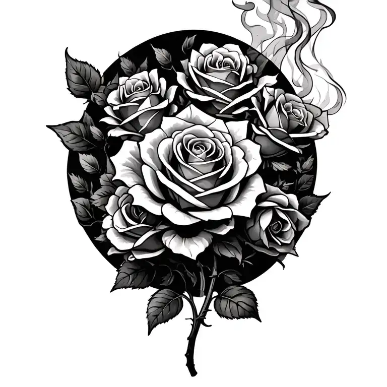 Roses Spread On Vine With Smoke In Background