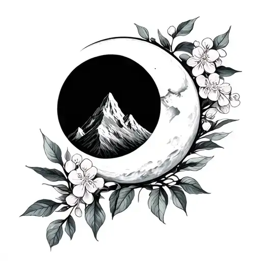 Cresant Moon With Mountain Laurels