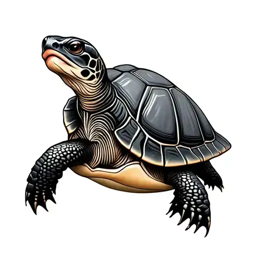 Turtle With Gray Background Behind