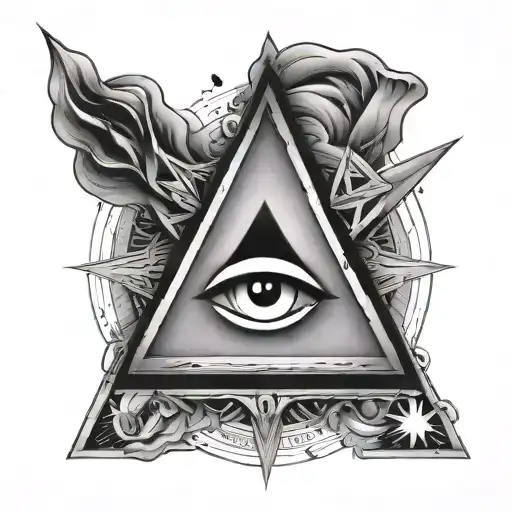 David Star And Illuminati Minimalist Tattoo Design