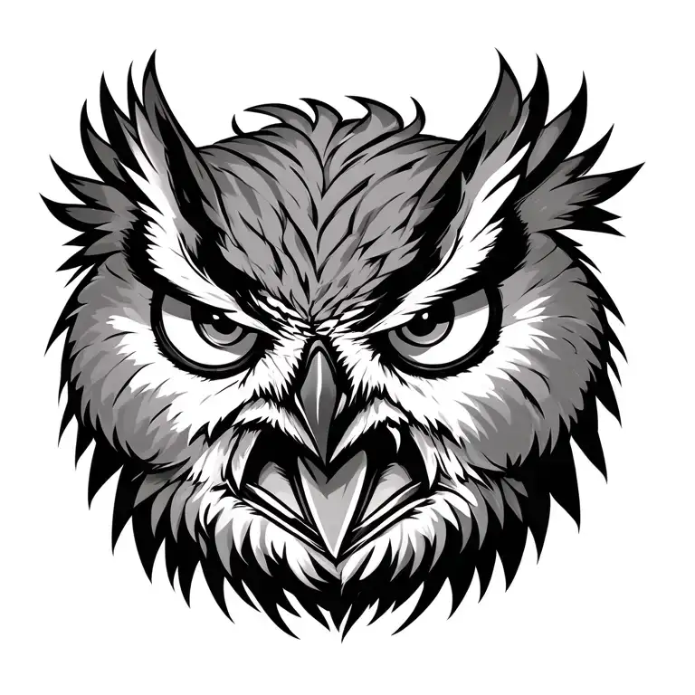 A Angry Owl Facing Forward
