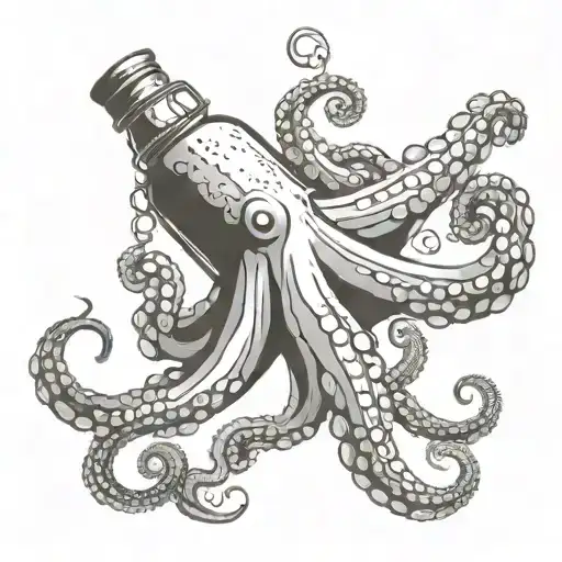 Octopus And Message In Bottle