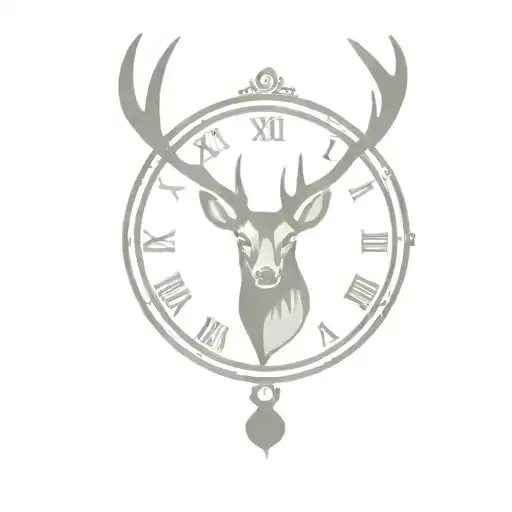 Deer Head And Pocket Watch Face