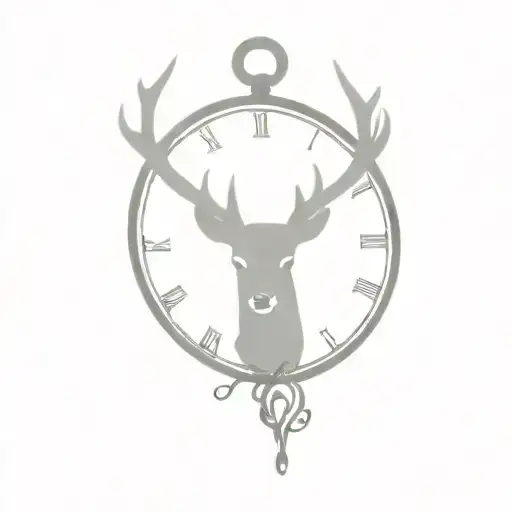 Deer Head And Pocket Watch Face