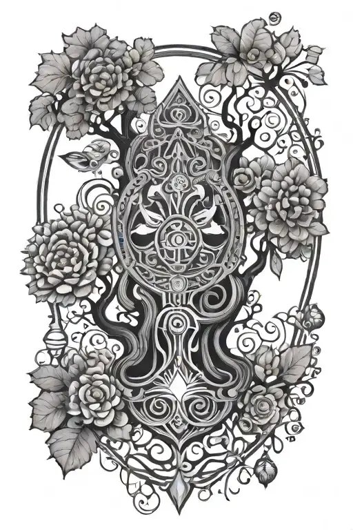 Hamsa And Libra Tree Of Life Intertwined