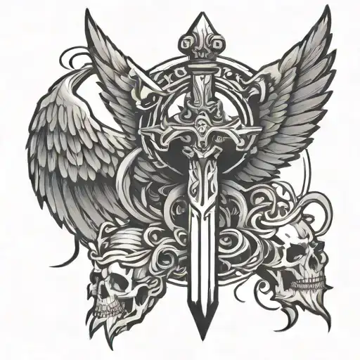 Angle Wings Halo With Dagger