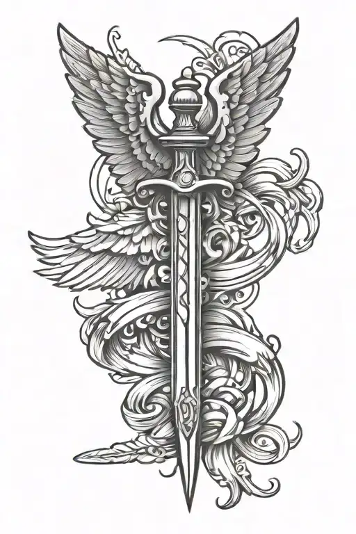 Angle Wings Halo With Dagger