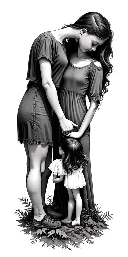 Family With Two Daughters Holding Hands In The Woods