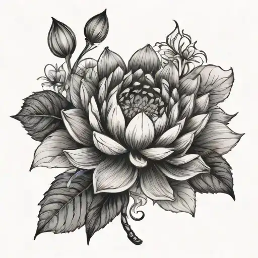 Dahlie And Lotus Flower