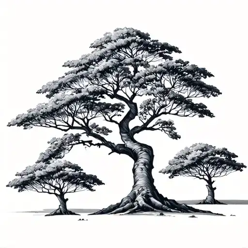 Minimalist Small Linework Ceiba Tree