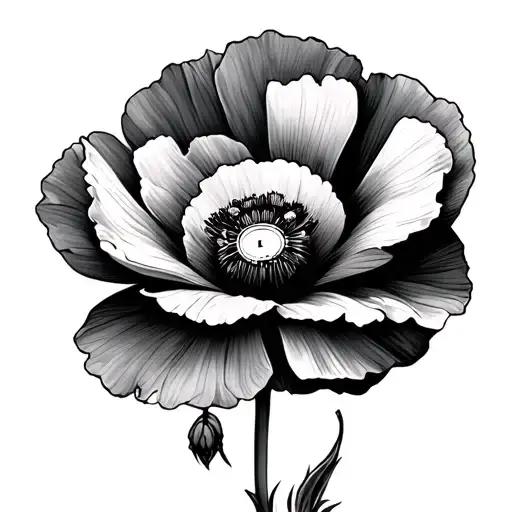 Poppy Flower With Clock