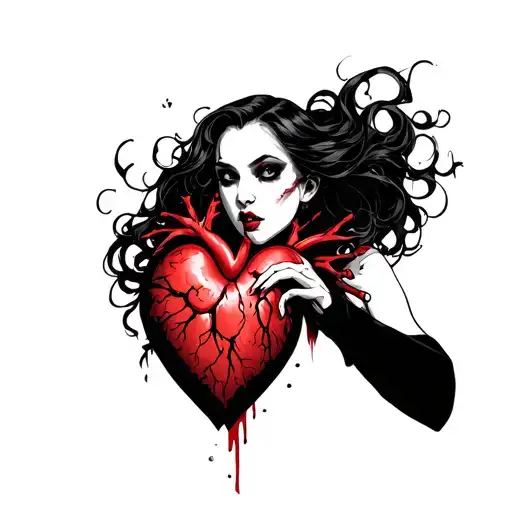 Female Vampire Pulling Out His Heart From Behind