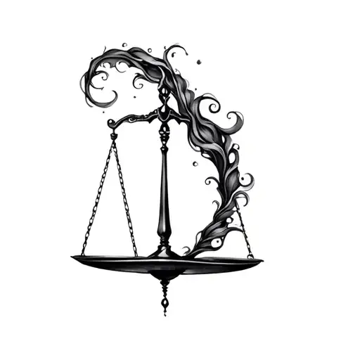 Libra Scale Aquarius Waves Flowing Hair Swimming