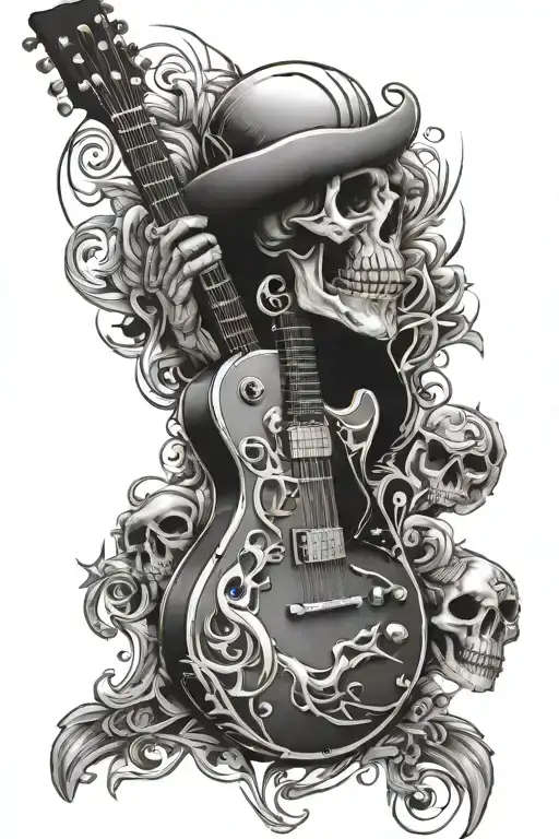 Skull Play Guitar